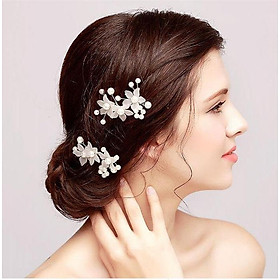 Set 2 cài tóc trâm hoa ngọc trai phụ kiện tóc cô dâu