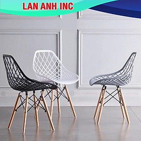 Mua Ghế ăn cafe văn phòng nhựa chân gỗ tựa lưng cao giá rẻ LAGE18
