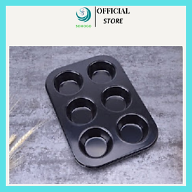 Mua Khuôn nướng bánh 6 ngăn chống dính 26.5x18.5x3.2cm  chọn màu theo ý+ Tặng kèm dụng cụ tách trứng  màu ngẫu nhiên