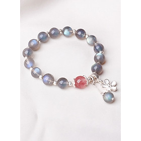 Vòng tay đá xà cừ phối charm hoa bạc mệnh thủy, kim - Ngọc Quý Gemstones