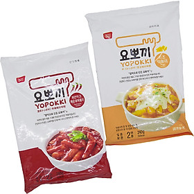 Combo 2 vị: Phomai, Siêu cay - Bánh gạo Hàn Quốc Yopokki gói lớn