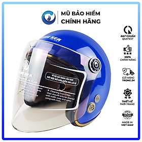 Mũ Bảo Hiểm 34 - Blue Sea A100K - Có Kính Chắn Gió Cao Cấp - Chính hãng - Xanh bích bóng