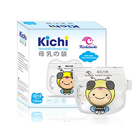 Hộp 32 Túi trữ sữa Kichilachi 120ml an toàn không BPA,2 khóa ziper có vòi rót