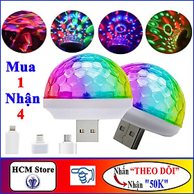 Mua Đèn Led xoay cảm ứng theo nhạc cổng USB - Tặng kèm 3 Jack chuyển đổi Android  Type-C  Lightning(Apple)
