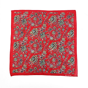 Khăn Bandana phong cách Vintage dễ thương 54x54cm - BDN06.9 hoa cỏ nền đỏ