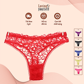 Combo 2 quần lót nữ lọt khe ren lưới xuyên thấu, đính nơ xinh xắn, gợi cảm màu ngẫu nhiên LYEQ035