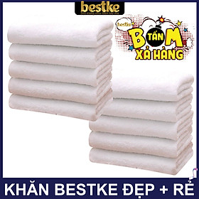 Combo 10 cái khăn gội bestke quấn đầu, màu trắng size 33*83cm