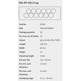KEL-DP multi-membrane cable entry plates pluggable | Miếng vào cáp có nhiều lỗ vào cho cáp không có đầu nối