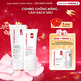 Bộ đôi giúp làm sạch và bảo vệ da Sắc Ngọc Khang: Sữa rửa mặt 100g + Kem chống nắng 50g