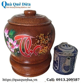 Mua Bộ Bình Trà Gỗ Dừa Hoa Văn Lồng Chữ Lộc Và Bình Trà 700 - 950ml - Sản Phẩm Được Sản Xuất Tại Bến Tre