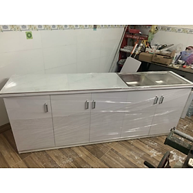 Mua Tủ Bếp Nhựa Đài Loan Cao 81cm Ngang 2m05 Bồn Đôi Màu Trắng TB048