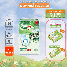 Tã quần người lớn SunMate siêu mềm mại mới size M18/L16/XL14 + 2 miếng