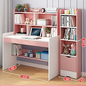 Mua Bàn học cho trẻ BLV135 kèm tủ sách để đồ đa năng gỗ An Cường hàng min chống thấm  bàn học cho bé trai/gái ở nhà mẫu đẹp
