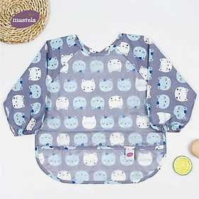 Áo yếm máng dài tay Cotton chống thấm nước cho bé tập ăn, tập vẽ Mastela size từ 6-36 tháng