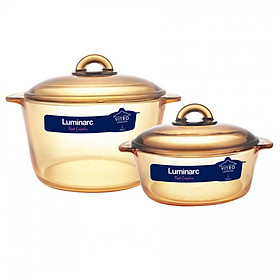 Bộ 2 Nồi Thủy Tinh Luminarc Vitro Amberline Granite 1l - 2l