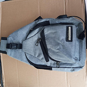 Túi đeo chéo nam túi đeo ngực 3 ngăn kéo có dây sạc USB sạc điện thoại, hợp thời trang