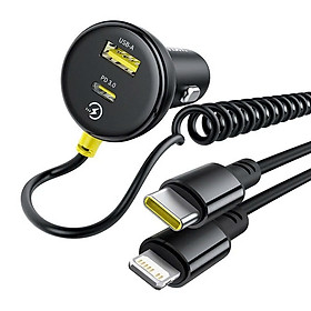 Mua Tẩu Sạc Cho Ô Tô Baseus Circular Plastic Car Charger 60W (With 1.4m Spring Cable) hàng chính hãng