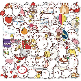 Set 30 Sticker Thỏ molang  ảnh decal hình dán ép lụa