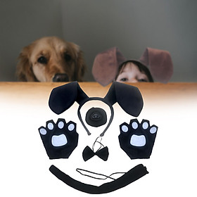 Dog Ears Headband and Tail Halloween Cosplay for Masquerade Performance Kids