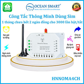 Công Tắc Thông Minh Hunonic Noma Dùng Sim, Điều Khiển Mọi Thiết Bị Từ Xa Qua Điện Thoại - HNNOMA4CH