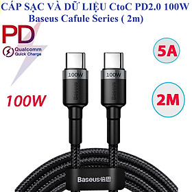 Mua Cáp sạc và dữ liệu C to C 100W  PD2.0 Baseus Cafule Series - Màu ngẫu nhiên _ Hàng chính hãng