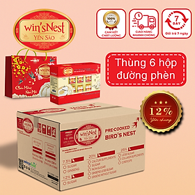 (Thùng Yến Xuân) 6 Hộp Nước Yến Sào win'sNest Đường Phèn 12% (6 Lọ * 70 ml / Hộp)