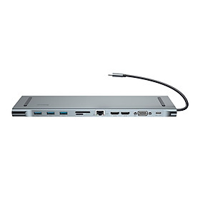 Mua Bộ HUB chuyển đổi đa chức năng Baseus Enjoyment (giá đỡ máy tính xách tay/HUB USB Type-C HUB USB3.0/ Dual HDMI/TF/SD/RJ45/VGA/PD MacBook  Laptop  Tablet) - Hàng chính hãng