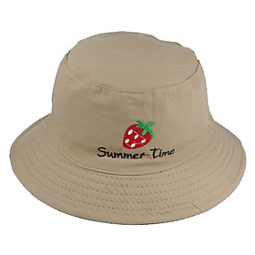 Mũ bucket nam nữ thời trang đội được 2 mặt độc đáo Summer Time thêu hình quả dâu tây đẹp mắt