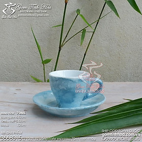 Ly tách sứ uống cafe espresso 70ml men vân đá màu xanh Kabe gốm sứ Bát Tràng cao cấp
