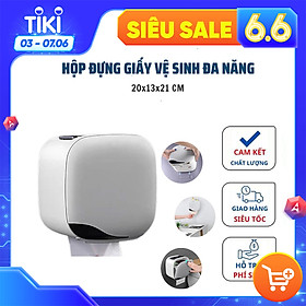 Hộp Đựng Giấy Vệ Sinh 2 Ngăn, Hộp Để Đồ Nhà Tắm Chống Nước Thông Minh Tiện Lợi (Tặng Kèm Miếng Dán Tường)