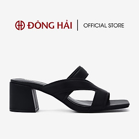 Dép cao gót nữ Đông Hải thiết kế quai ngang kiểu dáng cách điệu gót vuông thanh lịch cao 6cm - D85Q2