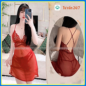 Váy ngủ 2 dây chéo lưng xuyên thấu sexy cao cấp P26 - Đầm ngủ nữ gợi cảm - Đồ ngủ nữ