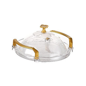 Cake Stand with Cover Round Serving Tray with Handle Dessert Snack Tray Countertop Organizer Transparent for Tea Breakfast