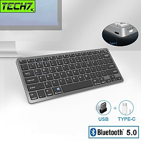 Bàn phím không dây mini W159C - pin sạc TypeC - đa kết nối bluetooth 5.0 + 3.0 + Usb wireless 2.4G hàng nhập khẩu