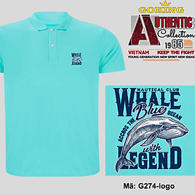 WHALE, mã logo.g274. Áo thun polo nam nữ, form unisex. Áo phông cổ trụ Goking, vải cá sấu 3D, công nghệ chống nhăn Nhật Bản