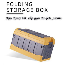 FOLDING BOX DURABLE - Hộp đựng 75L xếp gọn du lịch, picnic ( Tặng kèm 2 túi chống thấm )- Home and Garden
