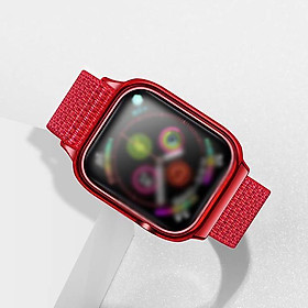 Mua Đỏ - Dây vải đeo thay thế kèm khung viền bảo vệ cao cấp cho Apple Watch 40mm hiệu Usams US-ZB073 (thiết kế tinh tế  lực hút nam châm mạnh mẽ  lịch lãm sang trọng) - Hàng nhập khẩu