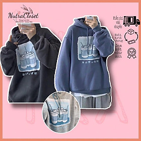 Áo khoác chui đầu hoodie nỉ ngoại tay phồng unisex ulzang nam nữ