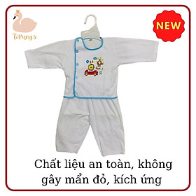 Đồ bộ trẻ em sơ sinh - màu trắng, họa tiết viền nhiều mẫu, thun 100% cotton mềm mịn, thoáng mát Shop TiVung chuyên quần áo trẻ em