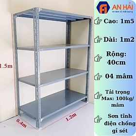 Mua KỆ SẮT V LỖ đa năng - kệ kho hàng  C1m5 x D1m2 x R40cm  4 tầng  loại dày  chịu tải tốt