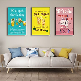 Mua Tranh canvas treo tường trang trí quán trà sữa - Tranh trang trí quán hiện đại - tặng kèm khung tranh và đinh 3 chân cv34