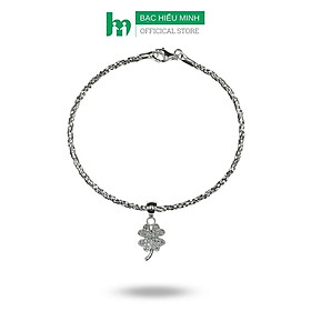Vòng Tay Lắc Tay Nữ Dây Xoắn Tròn Dạng Dây Mềm Mix Cỏ 4 Lá May Mắn Bạc 925 Cao Cấp Bạc Hiểu Minh LTU570S