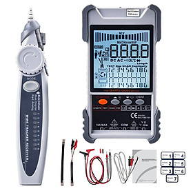 Handheld Portable 2in1 Network Cable Tester Multimeter LCD Display with Backlight Analogs Digital Search POE Test Cable Pairing Sensitivity Adjustable Network Cable Length Short Open Circuit Measure Trackers Multifunctional Cable Tester
