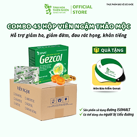 Combo 45 hộp 20 viên - Viên ngậm thảo mộc Gezcol  Hỗ trợ giảm ho, giảm đờm, giảm đau rát họng, khản tiếng - Genat