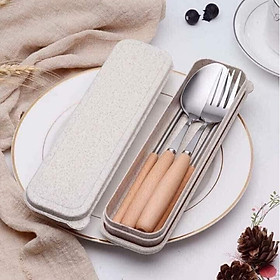 Bộ 3 gồm đũa - thìa - dĩa gỗ sồi