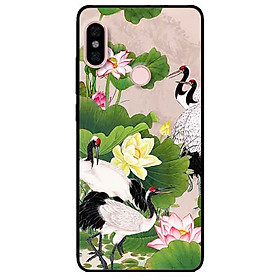 Ốp lưng in cho Xiaomi Redmi Note 6 Pro Mẫu Sen Và Hạc