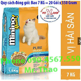 Thức ăn cho mèo Minino Yum - Thức ăn cho Mèo vị Hải Sản thùng 9kg 6 túi x