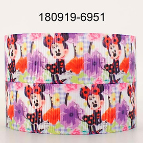 50 Yard 25Mm 1Inch Disney Nhân Vật In Hình Cầu Vồng Số Lượng Lớn Grosgrain Dây Thắt Nơ Hoa Tiên CuộN Mickey Minnie Mouse thời Trang Mới - 50yards