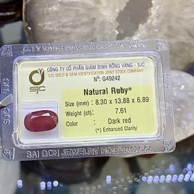 Viên đá Ruby kiểm định tự nhiên mài giác oval RBG7.61