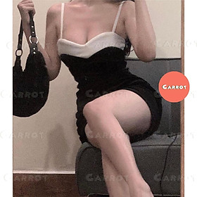 Đầm body nhung thiết kế 2 dây váy ôm sexy gợi cảm đi biển đi du lịch carrotxinhdep